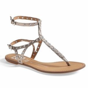 Dolce Vita Studded Spiked Strappy Sandals Silver